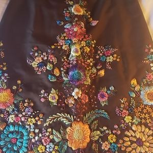 Vintage full length straw embroidered skirt
